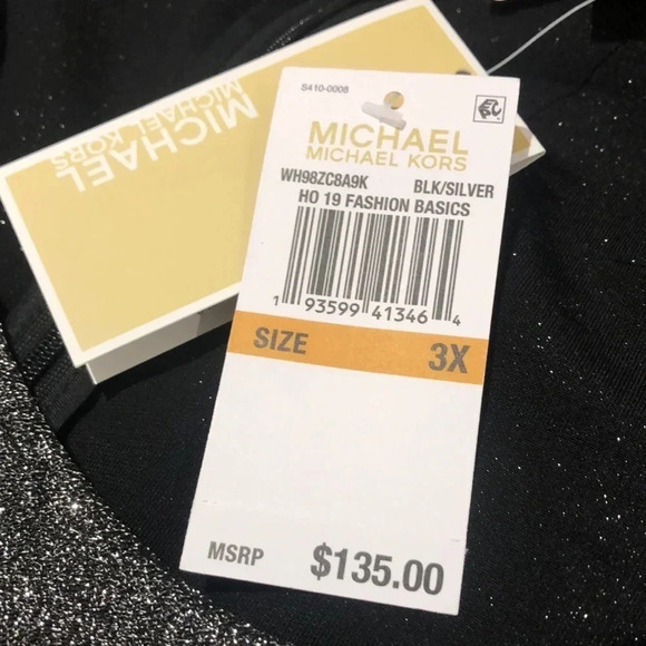 MICHAEL Michael Kors black silver long sleeve sparkle dress 3X New with tags - Picture 10 of 12